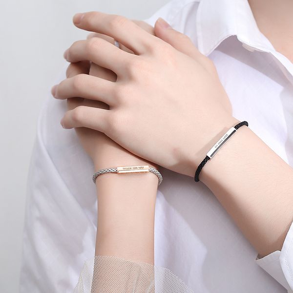 

designer jewelry bracelet 925 silver alphabet euro-american spanish couple bracelet men's and women's braided hand rope, Golden;silver