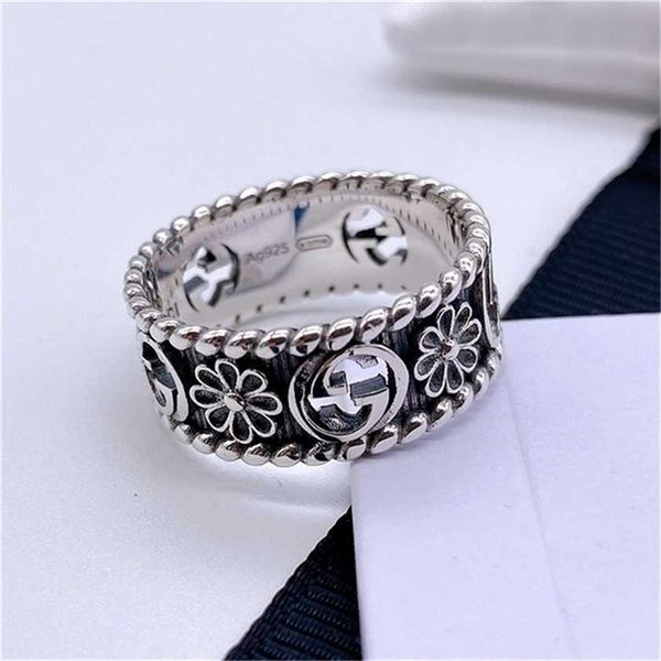 

2023 designer new fashion jewelry gujia double thai silver male and female couple gear stripe ring
