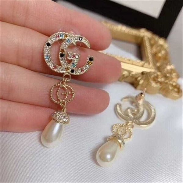

2023 designer new fashion jewelry gujia years color diamond pearl earrings, Golden