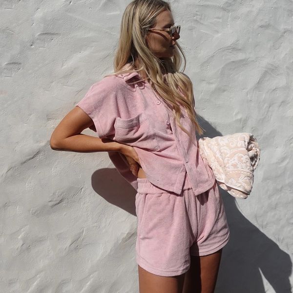 

womens two piece pants women leisure sports suit summer short pajamas singlebreasted cardigan mini loose shorts sleepwear loungewear outfits, White