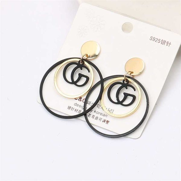 

2023 designer fashion earrings new style personality versatile fashion g letter copper ring painting trend japan and south korea earrings, Golden