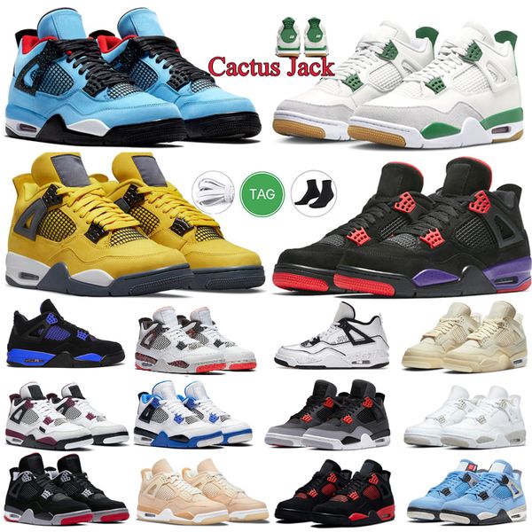 

classic men women basketball shoes 4s jumpman 4 designer white cement pn dust seafoam midnight navy cool grey thunder lightning nice sports