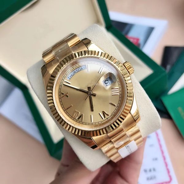 

with original box high-quality watch 41mm 18k yellow gold movement automatic mens gd bracelet men's watches, Slivery;brown