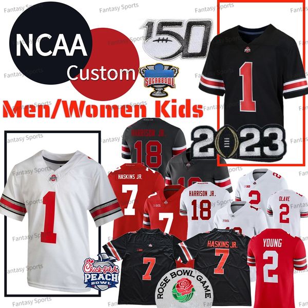 

custom harrison jr. smith-njigba 7 stroud jersey ohio state buckeyes teradja mitchell 97 bosa elliott young henderson red white black 2023 p