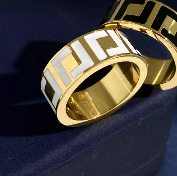 

classic fashion designer ring jewelry titanium steel gold ring engagement ladies love ring luxury letter f brand boxed brand new 6 7 8 9, Silver