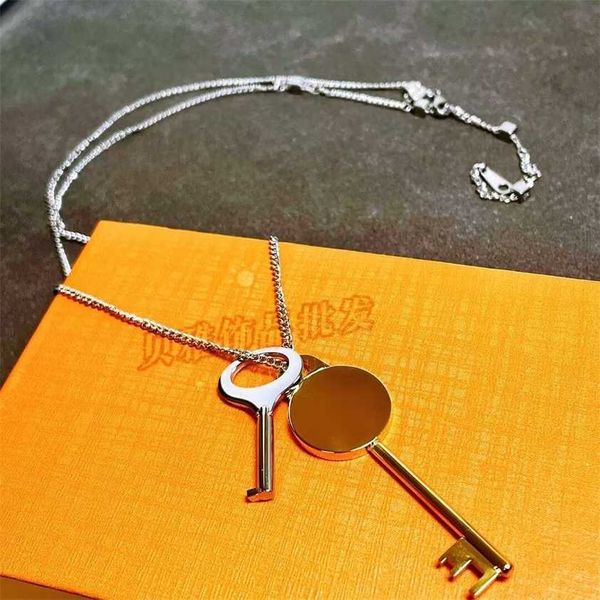 

2023 designer new purchase donkey's same style small square double key necklace jiafeng hip hop nostalgia sweater chain multiple styles, Black