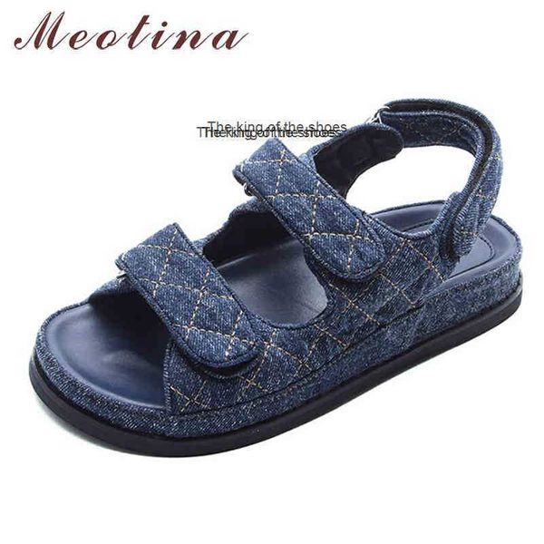 

slippersmeotina design sandals women flat platform causal summer flat sandals shoes women blue footwear size 40 210520, Black