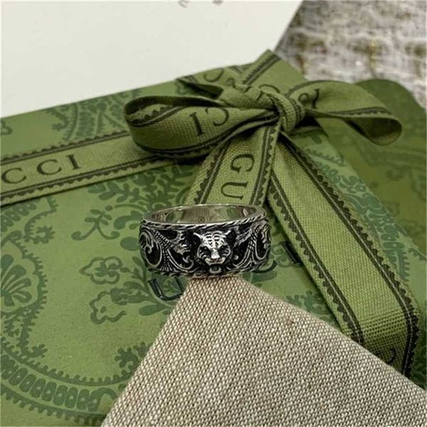 

2023 designer new fashion jewelry gujia double tiger head s925 silver men's and women's pattern fashion trend old couple pair ring