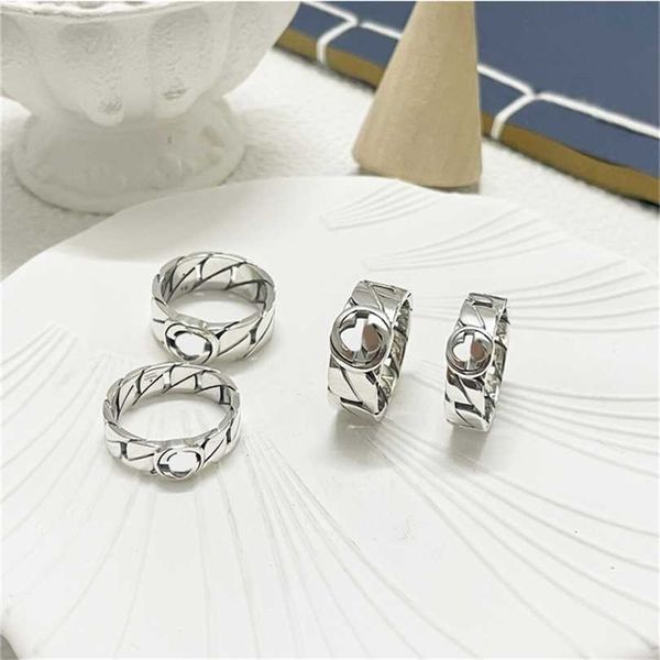

2023 designer new jewelry silver double woven interlocking version ins fashion worn ring