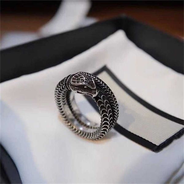 

2023 designer new jewelry ring sterling silver double nostalgic snake ring hand