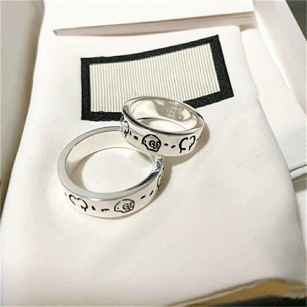 

2023 designer new fashion jewelry gujia s925 sterling silver bone trend personalized fashion skeleton couple ring