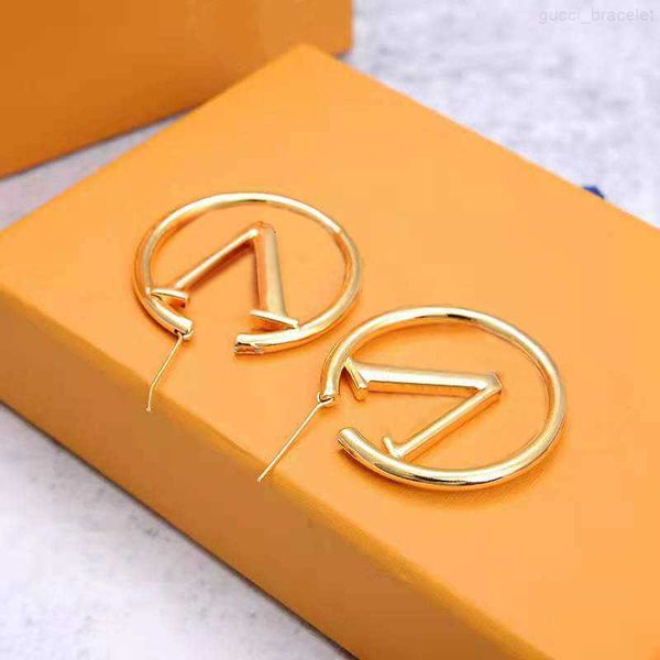 

new fashion hoop earrings stud womens diameter 4cm big circle simple titanium steel earring for woman, Golden;silver