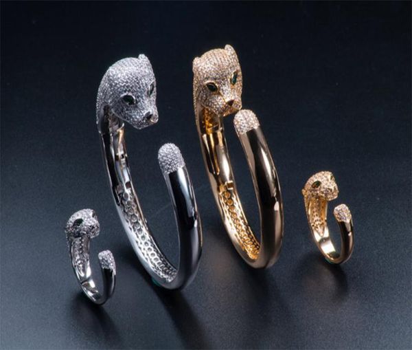 

donia jewelry luxury bangle party european and american fashion large classic animal microinlaid zircon bracelet ring set women8151230, Black