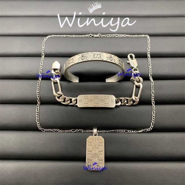 

2023 designer g family necklace/gujia new letter pendant bracelet set advanced fashion accessories, Silver