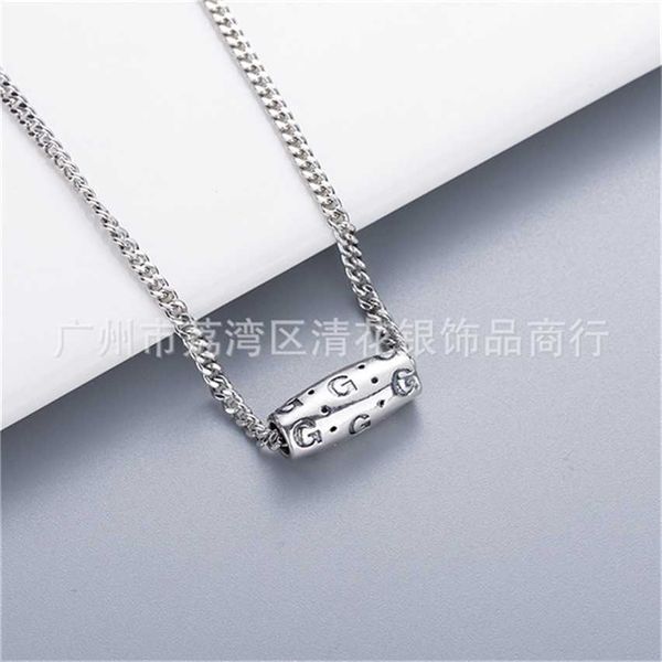 

2023 designer new fashion jewelry xiao zhan's ancient family double silver rectangular column pendant with men's and women's