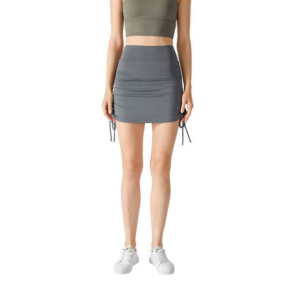 

lu-new women's yoga skirt anti glare fitness training stretch nude dance running shorts