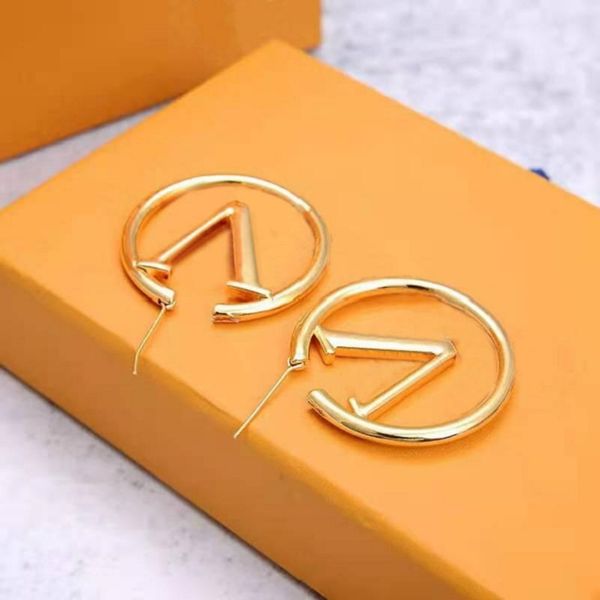 

fashion hoop earrings stud womens diameter 3.8cm big circle simple titanium steel designer earrings for woman, Golden;silver