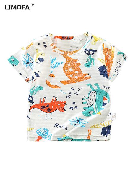 

t-shirts ljmofa summer round neck short sleeve t shirt for kids boy dinosaur t-shirts thin cartoon children kids outfits d122 w0317, Blue