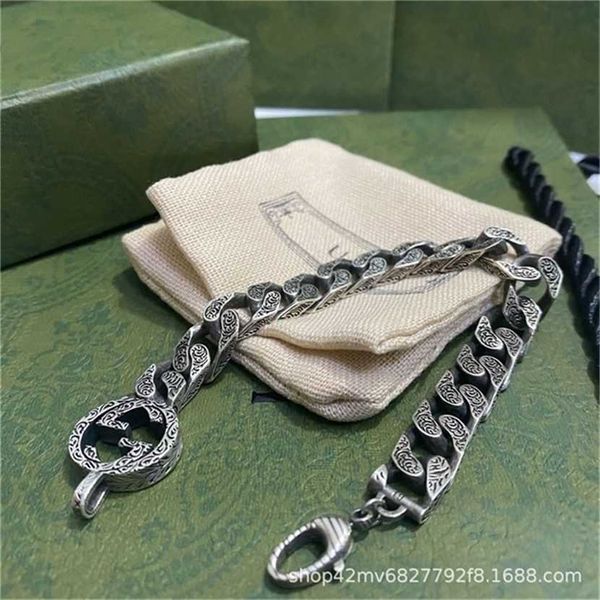 

2023 designer new fashion jewelry ancient double twist bracelet made old engraving couple pattern bracelet tide card men and women, Black
