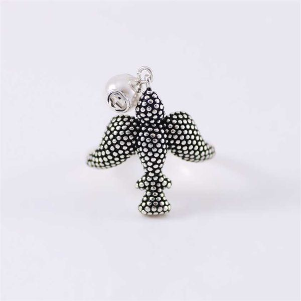 

2023 designer gujia pearl bird new 925 pure silver enamel couple ring