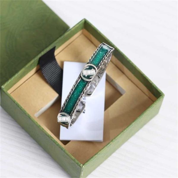 

2023 designer new fashion jewelry double enamel color trend men's and women's open bracelet gift, Black