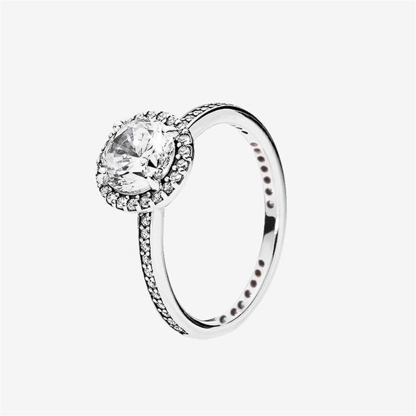 

beautiful women wedding ring big cz diamond rings with original box set for pandora real sterling silver engagement gift ring253r, Slivery;golden