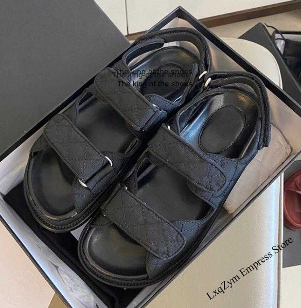 

slipperssandals designer women 2022 quilted leather summer ladies flat dad shoes zapatossandalssandalssandals, Black