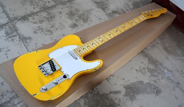 

yellow vintage retro electric guitar white pickguardmaple fretboardgold hardwarescustomized as you request8442344