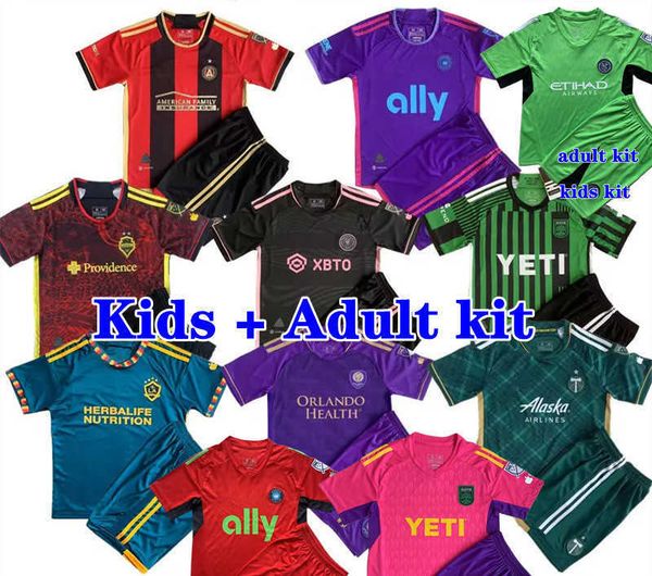 

kids mls st atlanta 2023 2024 lafc soccer jerseys beckham bale ruiz kids kit 23 24 football shirts orlando union fc austin fc charlotte fc r, Black