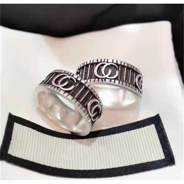 

2023 designer new fashion jewelry ancient family double stripe ring old male and female daisy skull elf, Silver