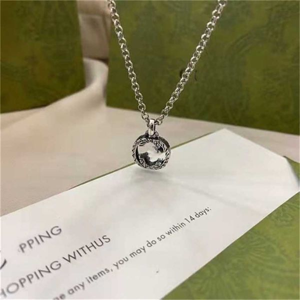 

2023 designer new fashion jewelry gu 925 silver double simple trend fried dough twist chain pendant made old necklace