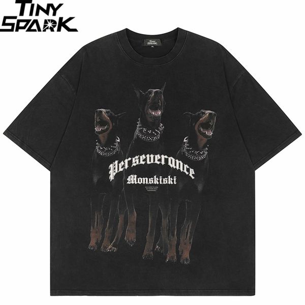 

mens tshirts hip hop streetwear tshirt harajuku dogs letter print t shirt 2023 men summer short sleeve tshirt cotton casual tees black 2303, White;black