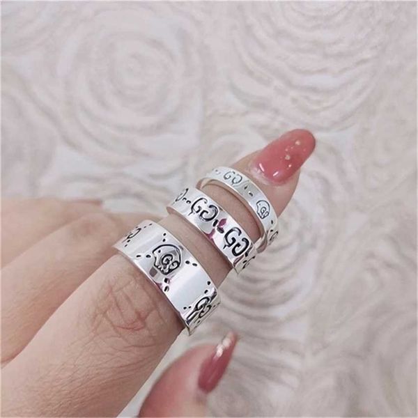 

2023 designer new fashion jewelry gujia s925 silver skull couple double letter pattern elf fashion simple men's and women's tail p