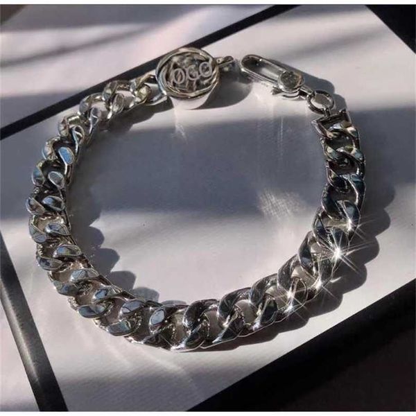 

2023 designer new jewelry sterling silver classic vintage double interlocking luxury bracelet for male and female lovers, Black