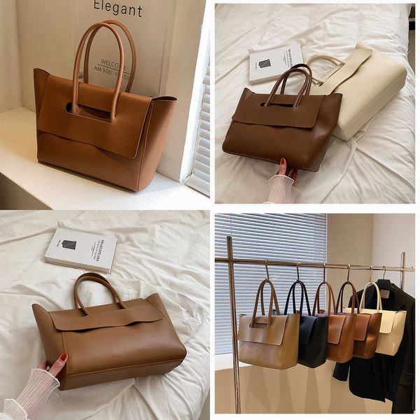 

fashion women shoulder bags new large capacity handbags simple retro tote bags solid color famous brand bags 230308