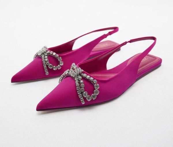 

slippers women's shoes 2023 fall new women's shoes rose red pointed butterfly decoration flat fashion sandals flip-flops, Black