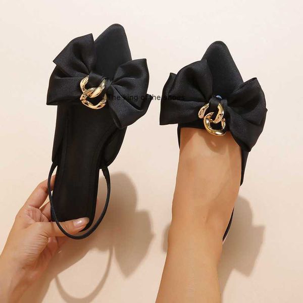 

summer women slippers small fragrant wind bow design rubber sole outdoor slides luxury flat sandals celebrity shoes ladies 0207, Black