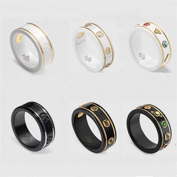 

2023 designer new jewelry double silver ceramic planet bee couple ring gift version