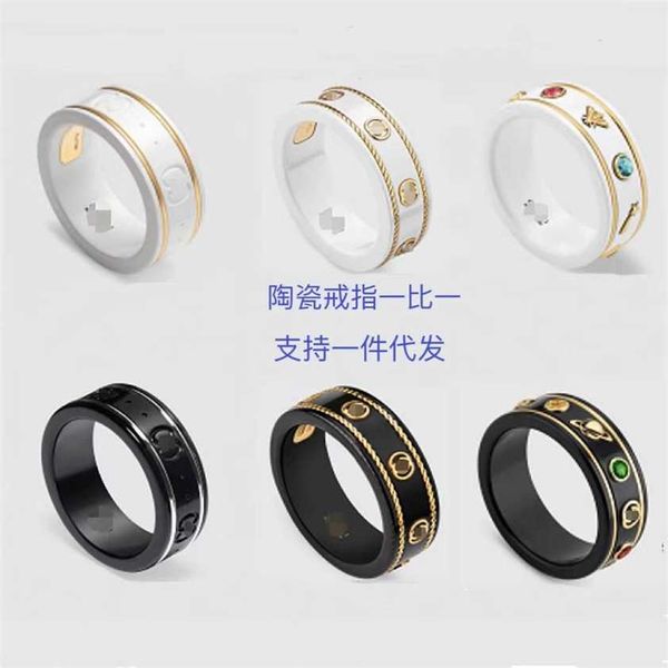 

2023 designer new s925 gujia guqi double g porcelain online red one pair couple ring, Silver
