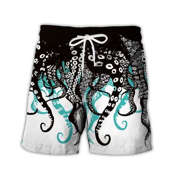 

men's shorts summer men's beach pants large size quick drying thin 5-point printed swimming leisure pattern printed drawstring men, White;black
