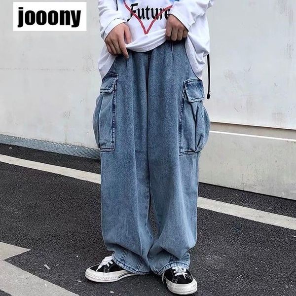 

mens jeans wide leg denim autumn daddy trend student loose straightleg baggy pants japanese hip hop 230317, Blue