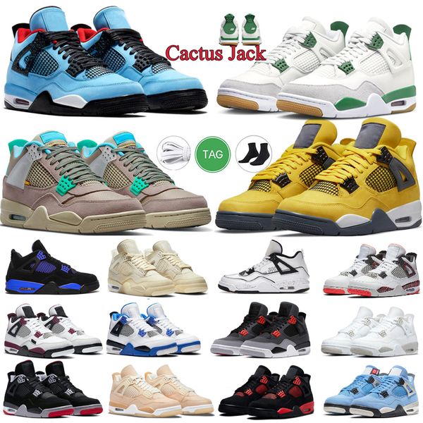 

classic men women basketball shoes 4s jumpman 4 designer white cement lightning pn dust seafoam midnight navy cool grey thunder sport sneake