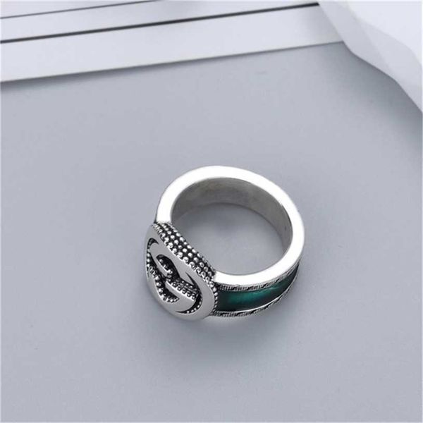 

2023 designer new fashion jewelry gujia s925 sterling silver men's and women's pair double enamel green used couple ring gift