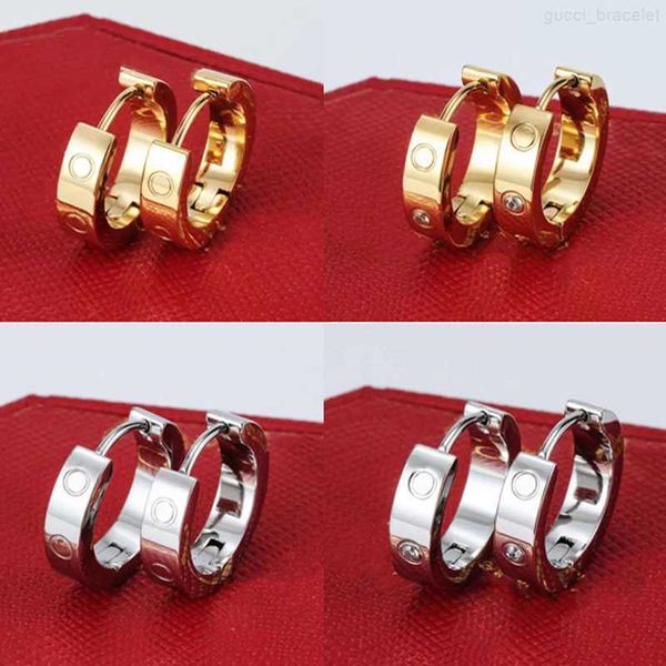 

gold diamond stud earrings titanium steel love earrings for women exquisite simple fashion with bag, Golden