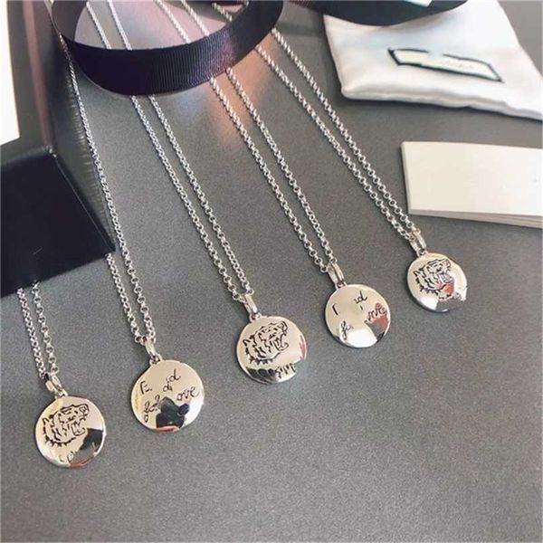

2023 designer new fashion jewelry gujia s925 love fearless blind for love sterling silver carved round tiger head necklace female