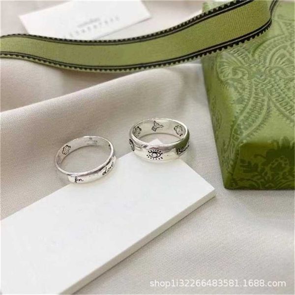 

2023 designer new fashion jewelry 925 double flower pattern love fearless fashion men's and women's couple pair ring, Silver