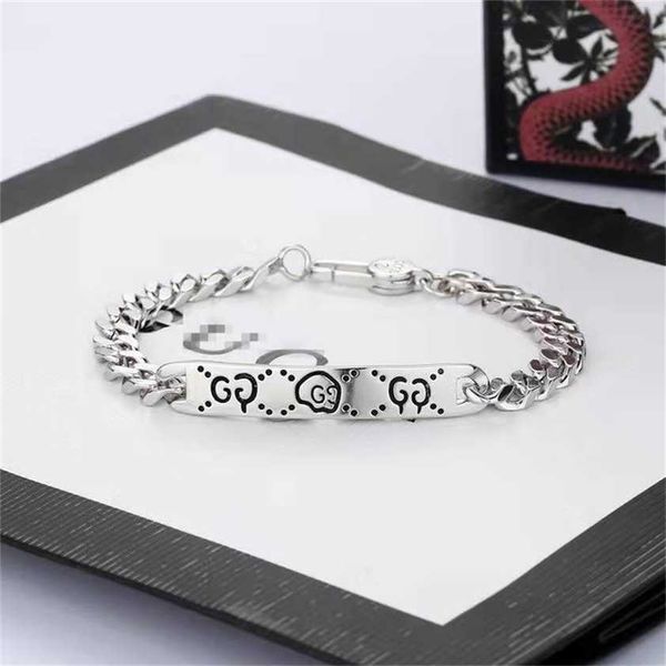 

2023 designer new jewelry double skull elf bracelet thai silver bracelet versatile boyfriend and girlfriend valentine's day gift, Black