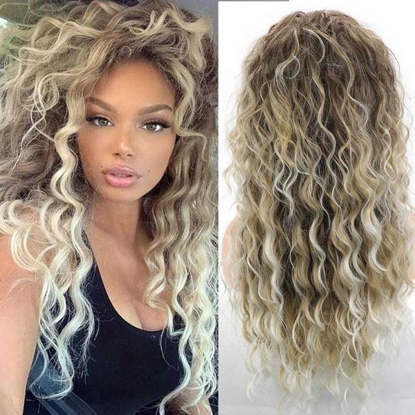 

wig long curly hair chemical fiber women sheath wigs head cover, Black