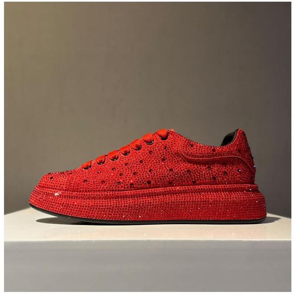

new men dress shoes red rhinestone pattern all match brand shoes causal flats loafers sports walking sneakers zapatos hombre, Black