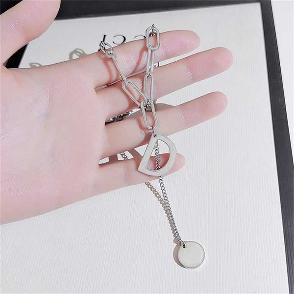 

2023 designer new jewelry minority gandi family necklace personality fashion cool ins titanium steel non fading clavicle chain style, Black